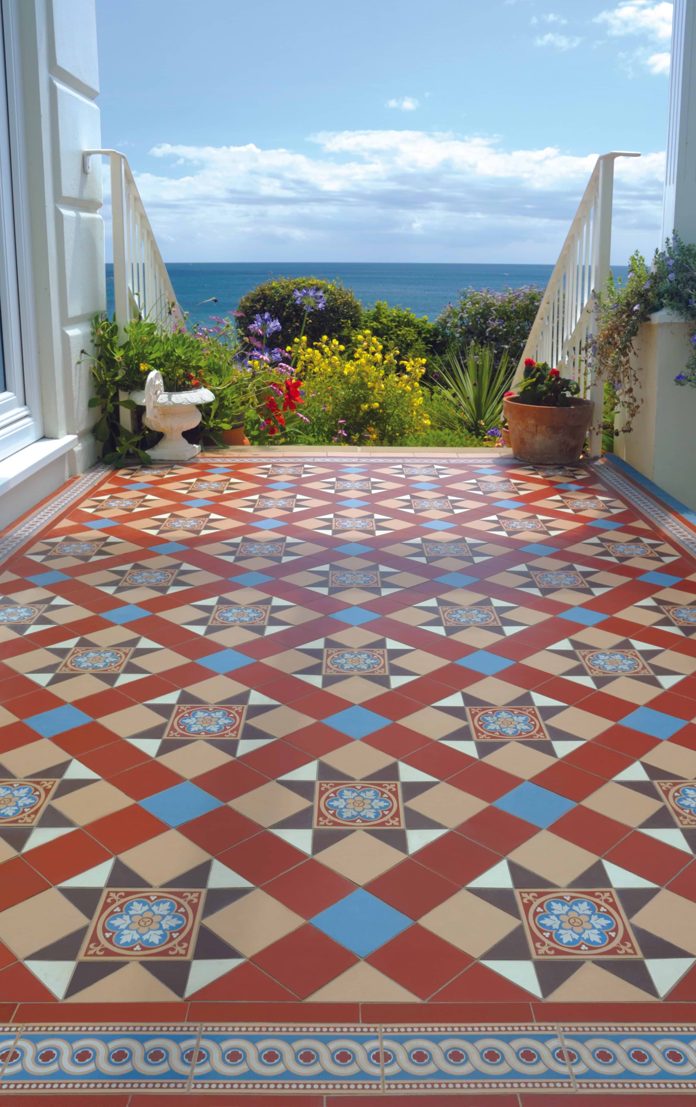 Victorian tiled path installation London - mosaic porch tiles
