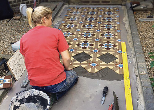 Mosaic border Victorian path installation London